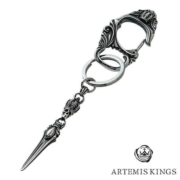 アルテミスキングス Artemis Kings スカルクラウンダガーキーホルダー AKK0005 ステンレスキーリング ステンレス サージカルステンレス アレルギーフリー キーリング キーチェーン キーホルダー クイッククリップ メンズ 男性用 王冠 クラウン 髑髏 剣 ブランド