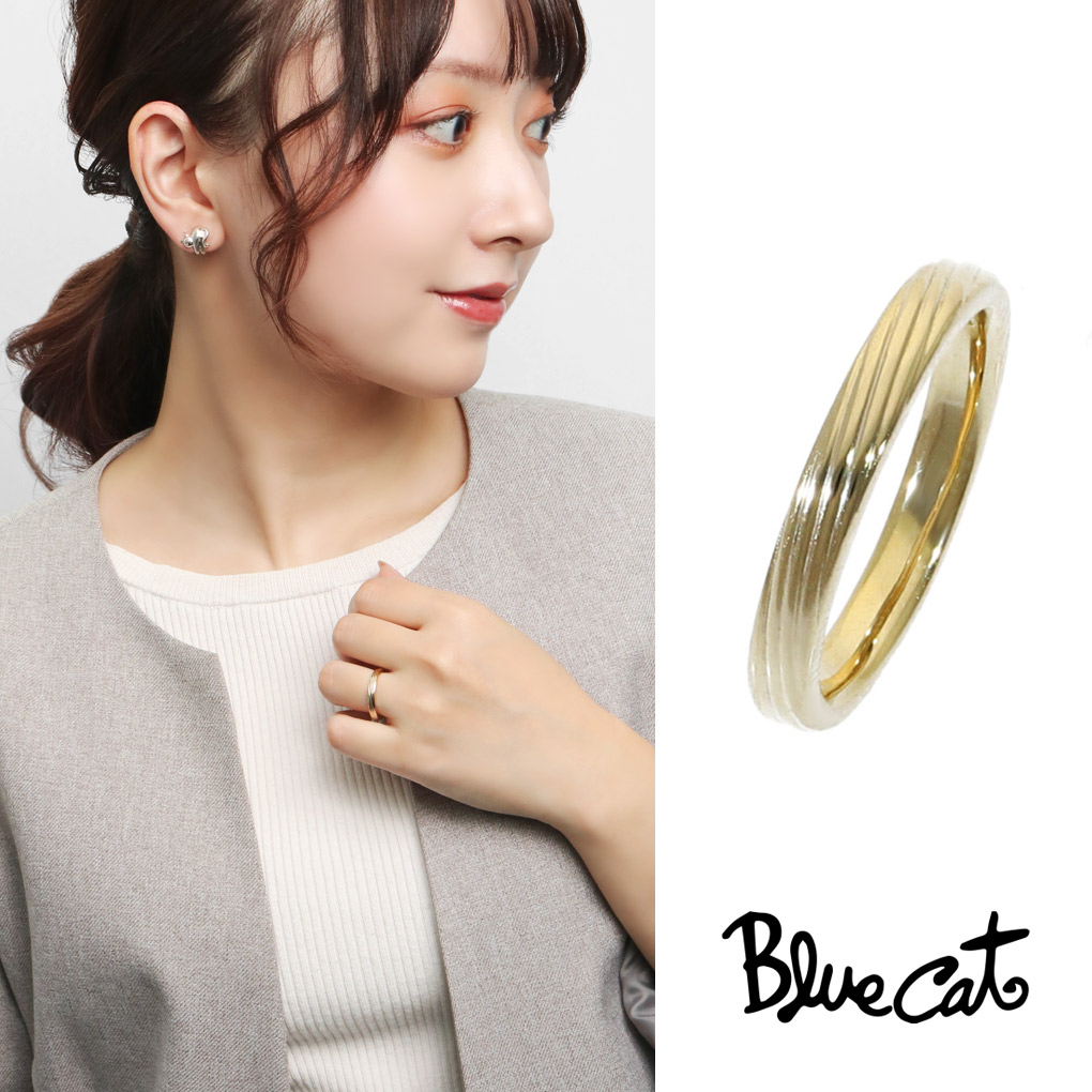 Blue Cat 甲丸 ライン ゴールド リング 指輪 8～13号 シルバー925 金 金色 シンプル さりげない かっこいい スタイリッシュ 大人 上品 きれいめ きれい 綺麗 レディース 女性 彼女 娘 孫 妻 奥さん お母さん 記念日 誕生日 プレゼント おすすめ ブランド｜新宿 銀の蔵 シルバーアクセサリー
