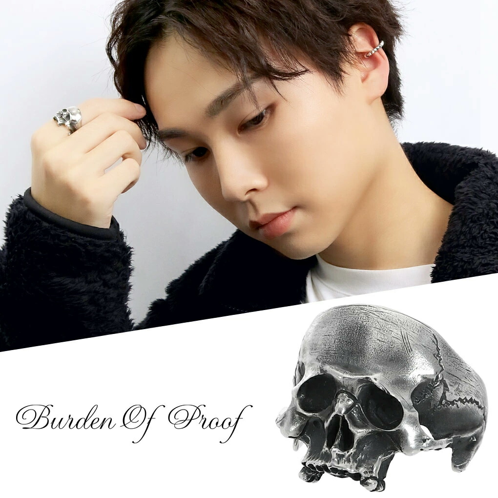 BURDEN OF PROOF ピンキースカル ハーフフェイス シルバー リング 指輪 9～17号 ブランド バーデンオブプルーフ シルバー925 スカル ドクロ ガイコツ 骸骨 リアル ピンキーリング メンズ レディース 男性 女性 彼氏 彼女 シルバーリング 記念日 誕生日 プレゼント 人気｜新宿 銀の蔵 シルバーアクセサリー