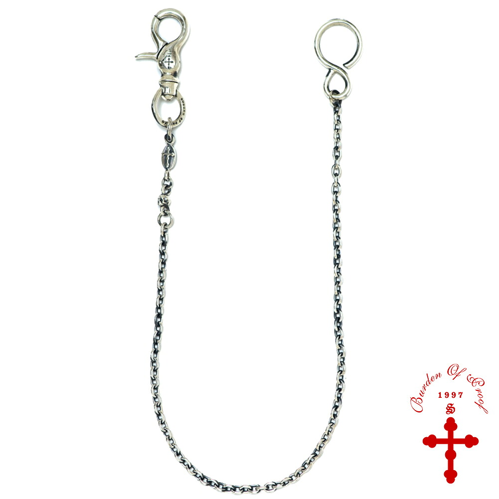 BURDEN OF PROOF ナロー クロス クリップ ・ ウォレットチェーン シルバー925 スカル パンツチェーン ズボンチェーン ウォレット チェーン 財布 カラビナ あずきチェーン メンズ 男性 彼氏 夫 旦那 記念日 誕生日 プレゼント 人気 おしゃれ 大きめ 存在感 かっこいい