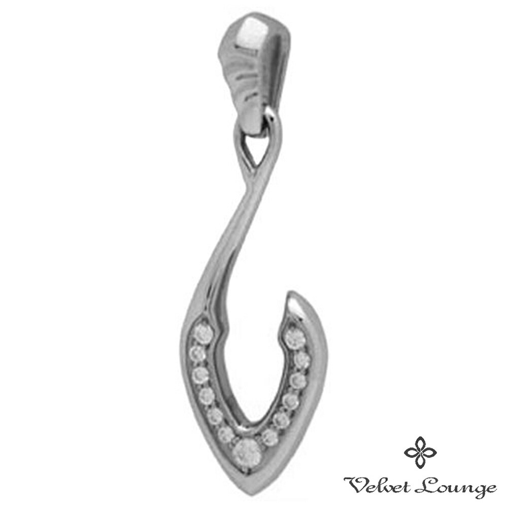 Velvet Lounge サイレンス ペンダント ホワイト キュービックジルコニア ペンダントトップ チェーンなし シルバー 925 トップ フィッシュ・フック 釣り針 シンプル メンズ レディース 男性 女性 彼氏 彼女 誕生日 記念日 プレゼント 人気 おしゃれ きれい 大人 上品|新宿 銀の蔵 シルバーアクセサリー