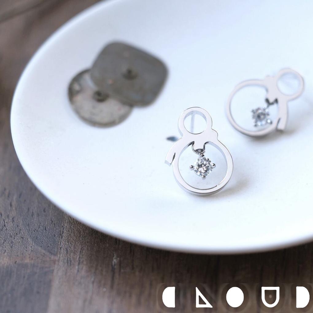 Cloud Jewelry 雪だるま ピアス シルバー925 クラウドジュエリー 一粒 雪だるま ピアス シルバー925 プラチナコーティング シルバー シルエット チャーム ジルコニア だるま プラチナ 上品 ジュエリー