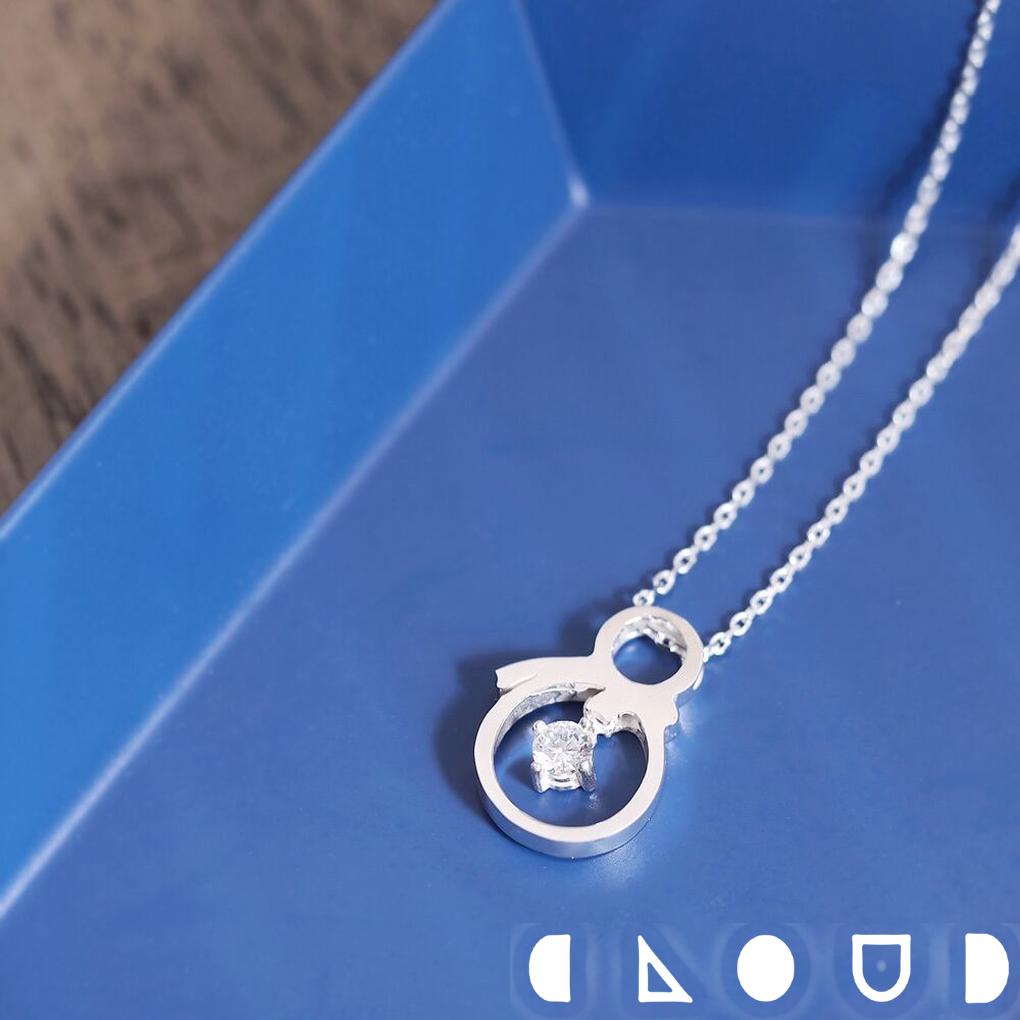 Cloud Jewelry White 雪だるま ネックレス シルバー925 クラウドジュエリー シリーズ シルエット チェーン ジュエリー ジルコニア 上品 ネックレス 一粒 シルバー チャーム だるま シルバー925 リング 雪だるま