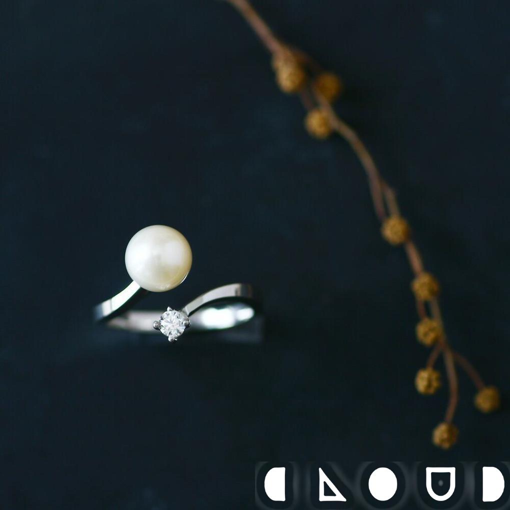 Cloud Jewelry Round 真珠 オープン リング シルバー925 クラウドジュエリー シルバー 一粒 パール ジルコニア ジュエリー ラウンド リング ラウンド型 さりげない 指輪 淡水真珠 オープン 淡水 セント シルバー925 真珠 オープンリング アクセント