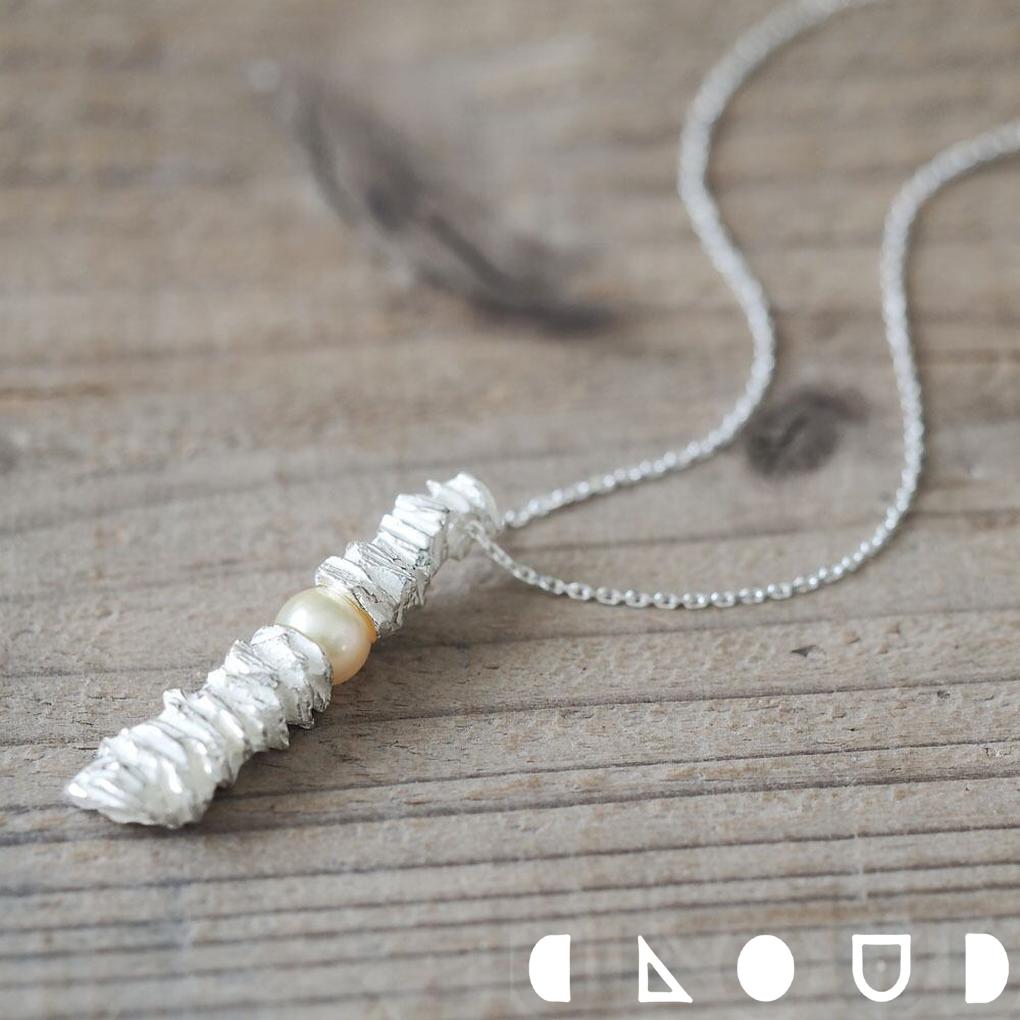 Cloud Jewelry パール 無骨 ロング ネックレス シルバー925 クラウドジュエリー 一粒パール ネックレス ロング ブラック チェーン ゴールド シルバー925 存在感 ナチュラル シンプル さりげない シルバー 艶消し 真珠 ペンダント ジュエリー ホワイト パール