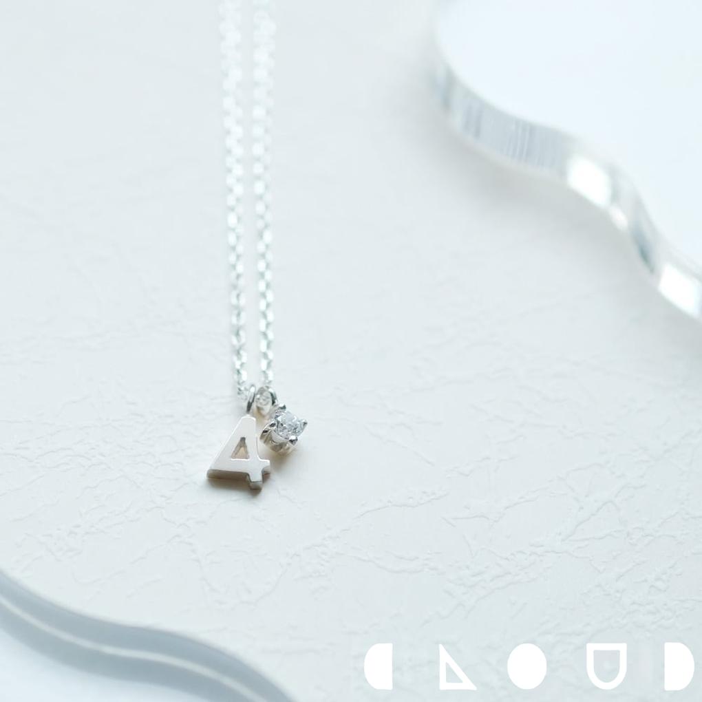 Cloud Jewelry 数字 ＆ 4月誕生石 ネックレス シルバー925 クラウドジュエリー 誕生石ネックレス ジュエリー シルバー 小粒 シルバー925 ネックレス シンメトリー 誕生石 シリーズ チェーン ジルコニア アシンメトリー チャーム