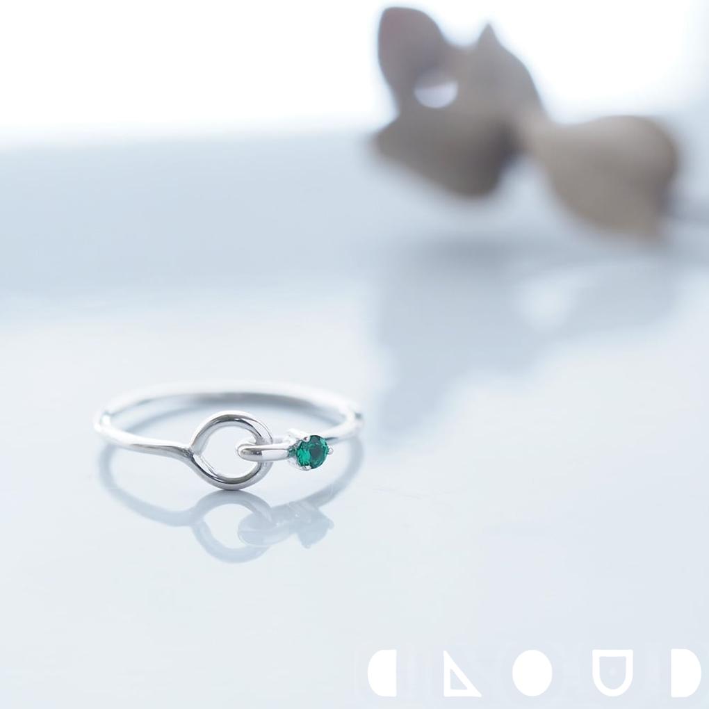 Cloud Jewelry エメラルド stone ワイヤー リング シルバー925 クラウドジュエリー 重ね付け シルバー リング 小粒 ランス エメラルド セント ジュエリー トップ さり気ない アクセント 軽やか 心地 シルバー925