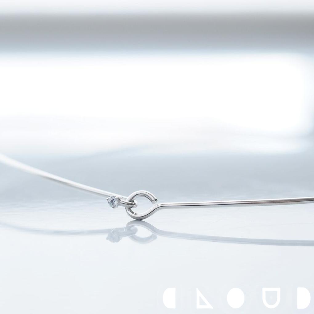 Cloud Jewelry White stone ワイヤー チョーカー ネックレス シルバー925 クラウドジュエリー おすすめ シルバー トップ ジュエリー ルビー シルバー925 重ね付け ジルコニア 小粒 ネックレス ジュエリーボックス