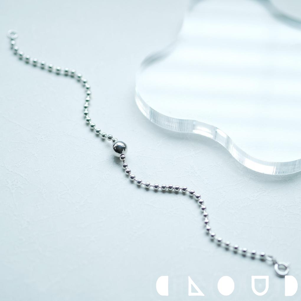 Cloud Jewelry ボール & ボール チェーン ブレスレット シルバー925 クラウドジュエリー チェーン ボールブレスレット シルバー925 シンプル ブレスレット 鏡面仕上げ ミニマルなデザイン シルバー バングル おすすめ 重ね付け 存在感 ボールチェーン ジュエリー