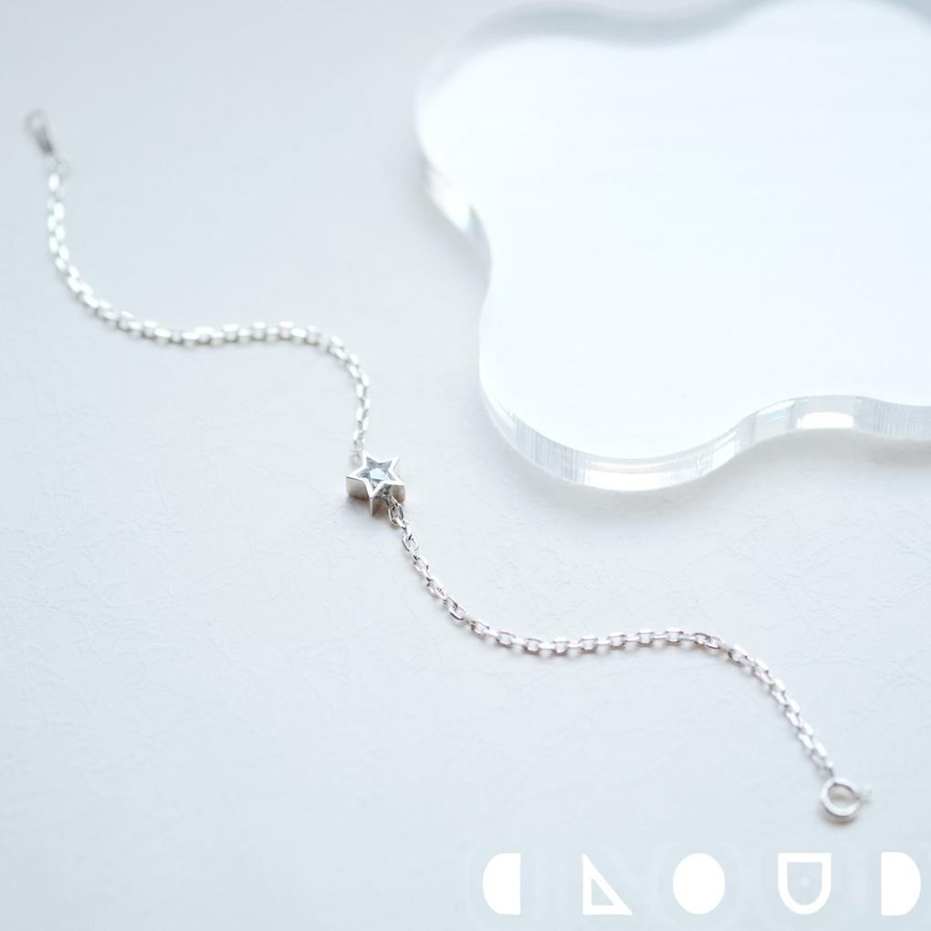 Cloud Jewelry 星 一粒 ブレスレット シルバー925 クラウドジュエリー シルバー925 チェーン 星型 シャープ 小ぶり ブレスレット ジルコニア ジュエリー シルバー シンプル さりげない 一粒 存在感