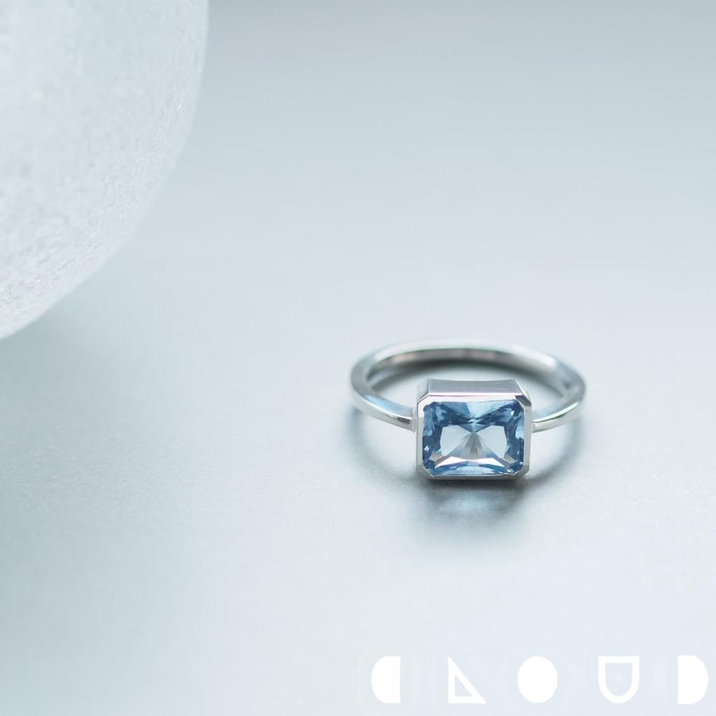 Cloud Jewelry ice cube アクアマリン リング シルバー925 クラウドジュエリー ボリューム感 スクエア 存在感 シルバー 大ぶり アクセント ジュエリー セント アイス スクエア型 シルバー925 遊び心 ボリューム キューブ マリン シンプル アクアマリン リング アクア