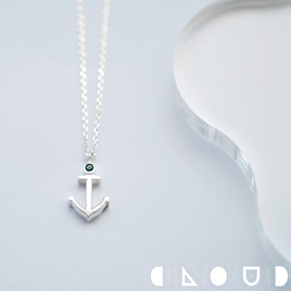 Cloud Jewelry エメラルド イカリ ネックレス シルバー925 クラウドジュエリー シルバー925 普段使い 上品 エメラルド ネックレス シルエット マリンモチーフ 小粒 シルバー シンプル チェーン デコルテ マリン ペンダント ジュエリー 6,224円