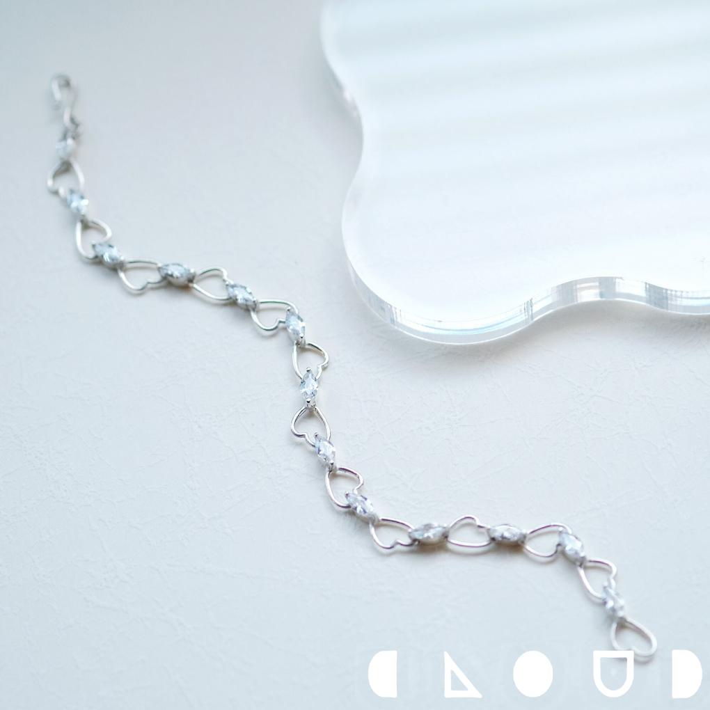 Cloud Jewelry マーキス ハート チェーン ブレスレット シルバー925 クラウドジュエリー ブレスレット マーキス チェーン バングル ハートチェーン シルバー925 ハートモチーフ チェーンブレス マーキスカット シルバー おすすめ チェーンブレスレット 華やか ジュエリー