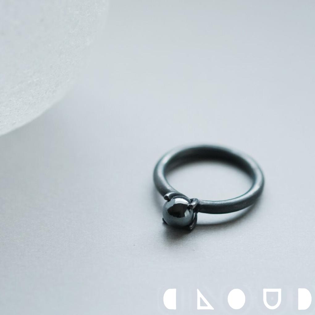 Cloud Jewelry オニキス 爪留め リング シルバー925 クラウドジュエリー 重ね付け シルバー 小粒 ジュエリー オニキス いぶし 派手 ブラック シンプル シルバー925 おしゃれ 爪留 いぶし加工 リング さりげない