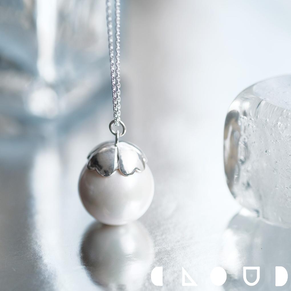 Cloud Jewelry ビッグ クローバー パール ロング ネックレス シルバー925 クラウドジュエリー 重ね付け シルバー クローバー 大ぶり シンプル アクセント チェーン さりげない クロー ジュエリー パールネックレス シルバー925 パール ネックレス セント ビッグ