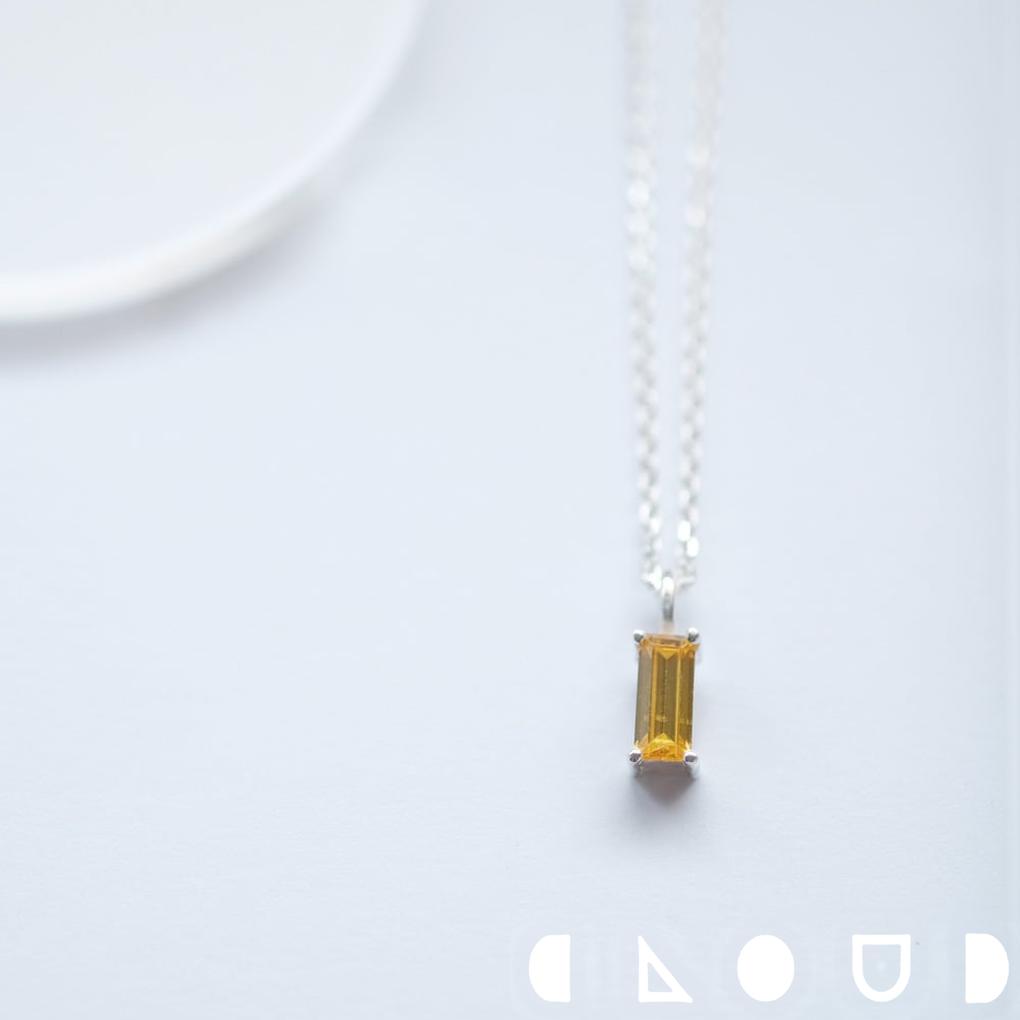 Cloud Jewelry ミニ シトリン スクエア ネックレス シルバー925 クラウドジュエリー シルバー925 シンプル ジュエリー チェーン 存在感 ネックレス 小ぶり イエロー ミモザ シルバー スクエア シトリン 小粒