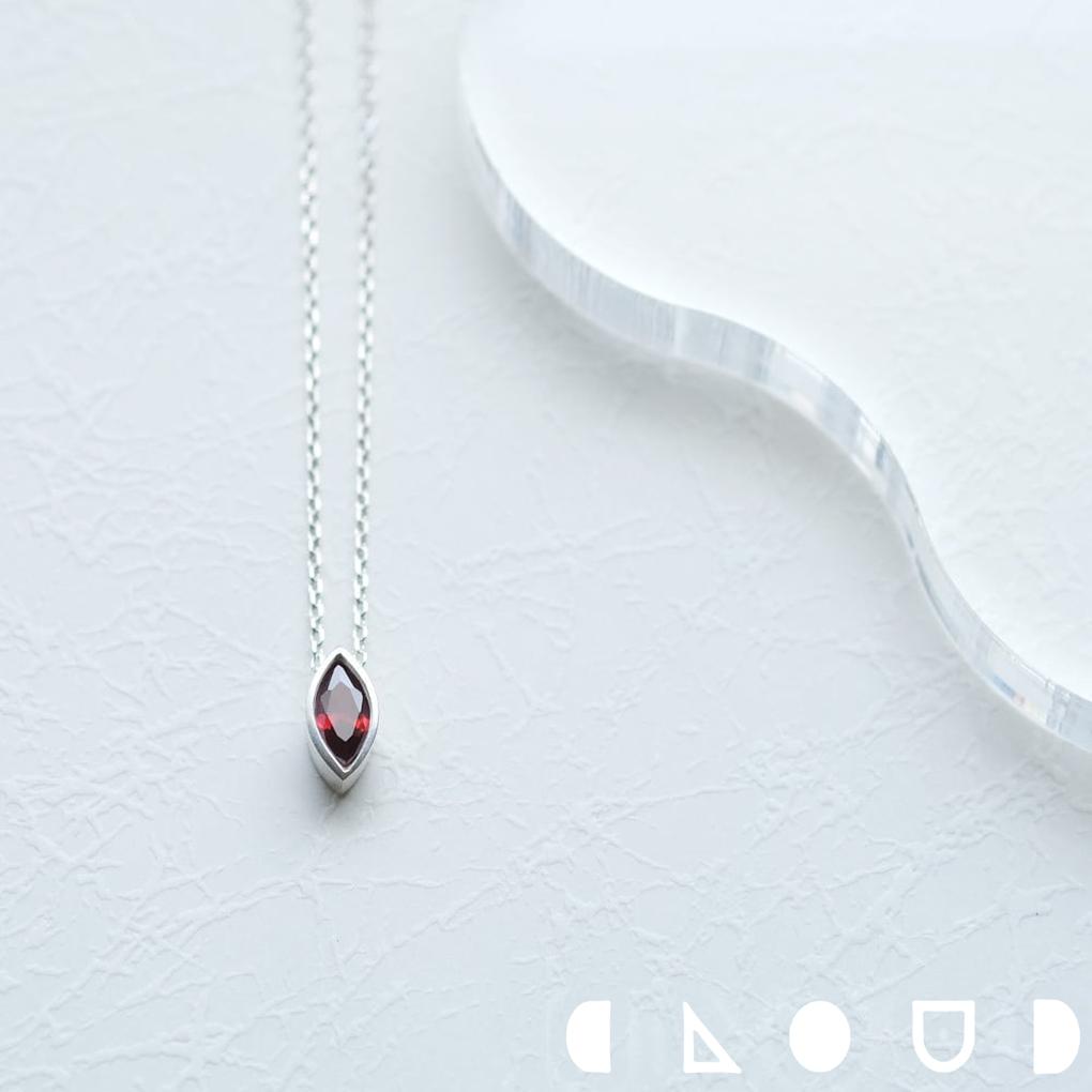 Cloud Jewelry ガーネット マーキス ネックレス シルバー925 クラウドジュエリー ネット マーキス ガーネットネックレス チェーン ガーネット 一粒 小ぶり シルバー925 ネックレス シルバー ジュエリー 洗練 シャープ マーキスカット
