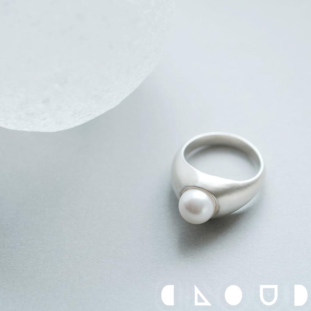 Cloud Jewelry パール 艶消し リング シルバー925 クラウドジュエリー リング シルバー925 淡水パール 艶消し シルバー パール 淡水 大ぶり ミニマルなデザイン 存在感 ボリューム ボリューム感 太い 一粒 ジュエリー 重ね付け