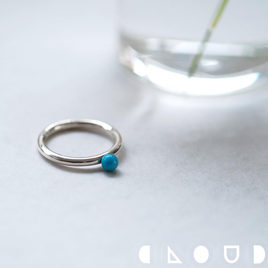 Cloud Jewelry 小粒 ターコイズ トルコ石 リング シルバー925 クラウドジュエリー 小粒 アクセント シルバー925 スタンダード ジュエリー シルバー ターコイズ セント 甲丸 鏡面仕上げ リング トルコ石 一粒 内甲丸 甲丸リング シンプル