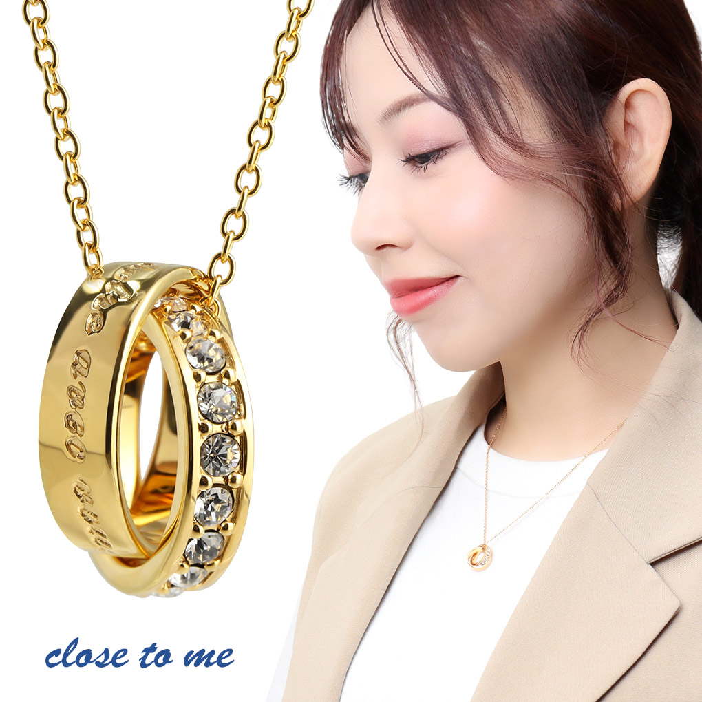 517/【二連】ネックレス　ダブルリング　輪っか　高級感　S925　K18コート ダブルリングネックレス | AZUR Tokyo（アズールトーキョー）