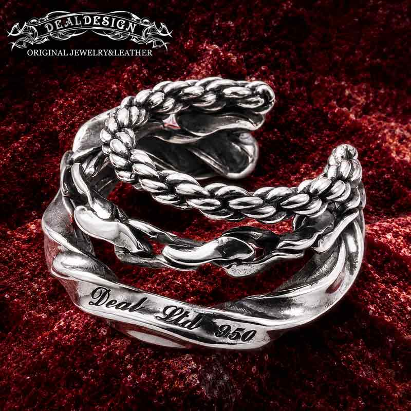 DEAL DESIGN ディールデザイン THREE CHAIN EAR CUFF TYPE-C シルバー イヤーカフ 1P 片耳用 ノンホール ピアス イヤークリップ フェイクピアス 植物 メンズ レディース 男性 女性 シルバー950 彼氏 老舗 国産 有名 ブランド 記念日 誕生日 プレゼント 人気 ナチュラル｜新宿 銀の蔵 シルバーアクセサリー 8,250円