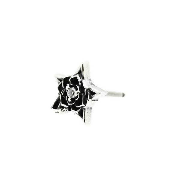 DEAL DESIGN ディールデザイン スターローズピアス 1P 片耳用 シルバー ピアス シルバー925 スタッド スタッズ 薔薇 星 バラ ギフト シルバーアクセサリー 銀 シルバーピアス レディース メンズ 彼氏 彼女 ロック バイカー 人気 老舗 国産 ブランド