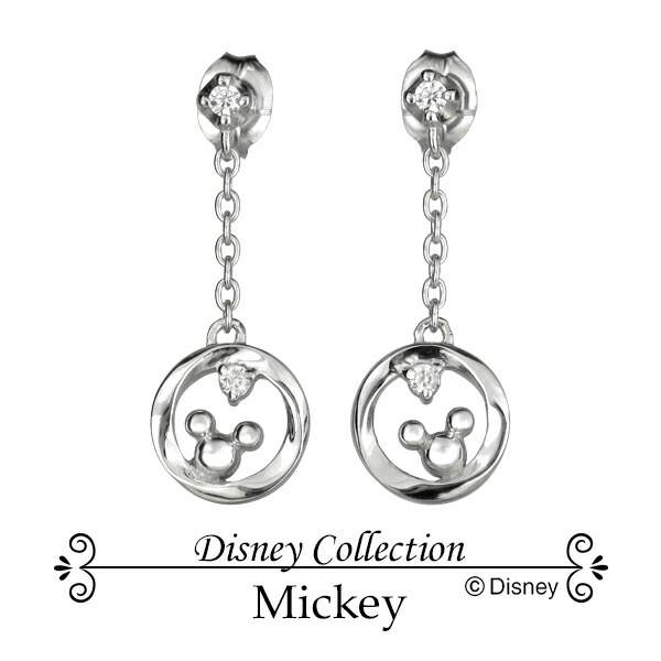 ミッキー レディース シルバー ディズニー Disney 公式 シルバーピアス シンプル レディースジュエリー アクセサリー ラウンド ディズニー ピアス みんなの人気者 ミッキー がアクセサリーになりました ツイスト ベーシック 丸 チェーンピアス クリア ジルコニア