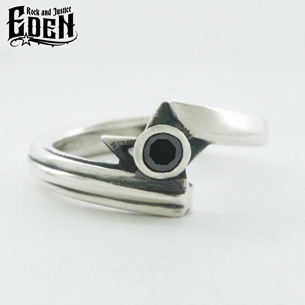Rock and Justice EDEN エデン シャイニングスターリング キュービックジルコニア ブラック 指輪 1～30号 シルバー925 ブランド シルバーアクセサリー Shining Star Ring CZ BK メンズ 男性 彼氏 人気 おしゃれ