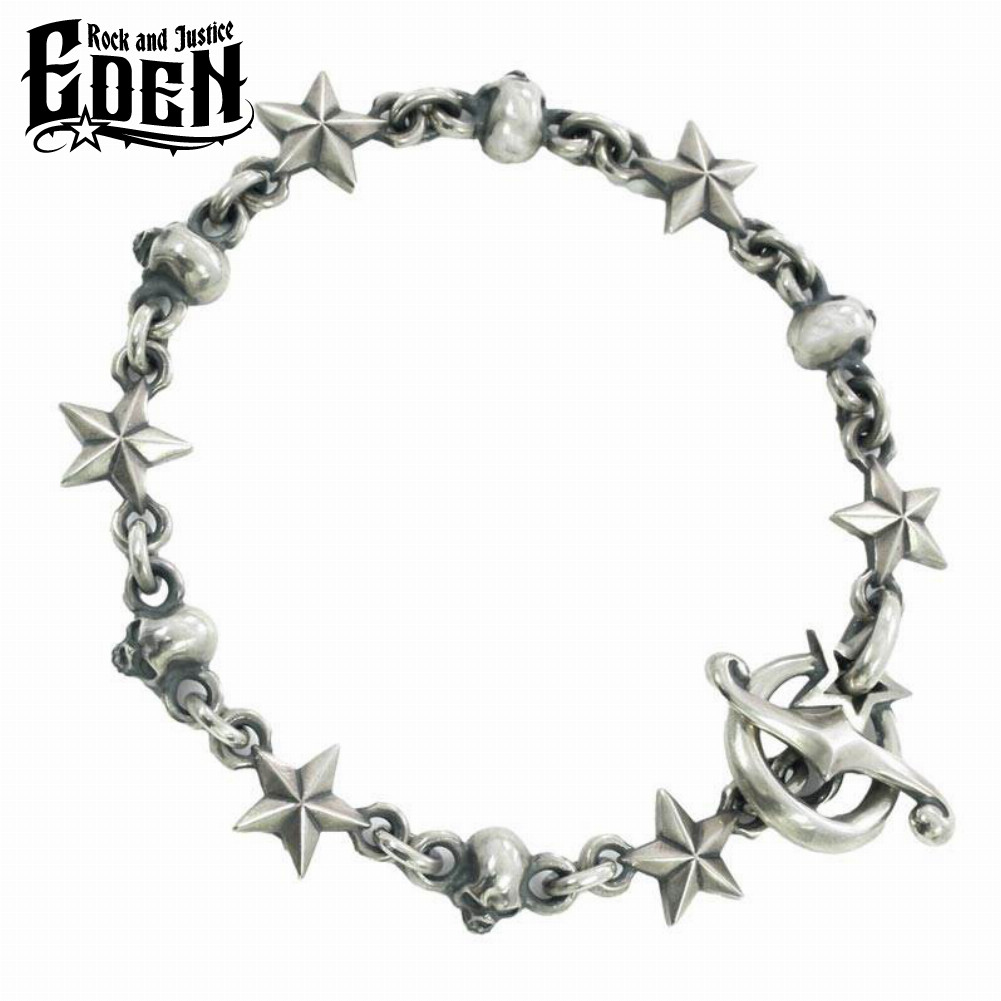 Rock and Justice EDEN エデン タイニースターアンドスカルブレスレット サイド 腕輪 シルバー925 ブランド シルバーアクセサリー Tiny Star & Skull Bracelet Side メンズ 男性 彼氏 人気 おしゃれ