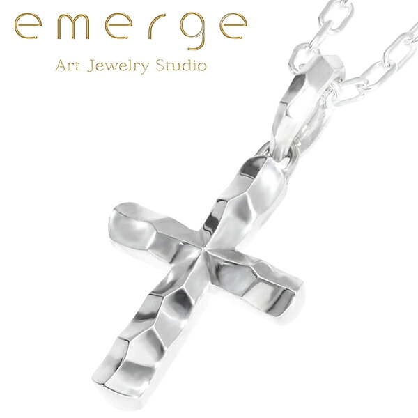 emerge エマージュ ランダム エッジ クロス ペンダント M チェーン付き シルバー シルバーネックレス ネックレス シルバー925 シルバーアクセ 十字架 槌目 凸凹 メンズ レディース 男性 女性 シンプル ギフト 記念日 誕生日 プレゼント 人気 ブランド 彼氏 彼女|新宿 銀の蔵 シルバーアクセサリー