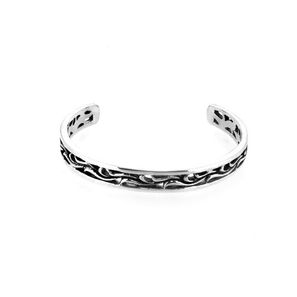 アラベスク バングル 透かし 唐草 フラット ブレスレット バングル 腕輪 シルバー925 銀 シルバーアクセサリー メンズ レディース 男性 女性 アクセサリー ギフト 記念日 誕生日 プレゼント おしゃれ ストリート 彼氏 彼女