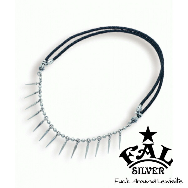 F.A.L アドマニシャンレザーネックレス レザーネックレス(ペンダントトップ付き) とげ スパイク ボール 牛革 四つ編み 編み紐 革紐 レザー エフエイエル レザーネックレス 革紐 シルバー925 銀 シルバーアクセサリー レザー 革 レザーアイテム メンズ レディース 男性