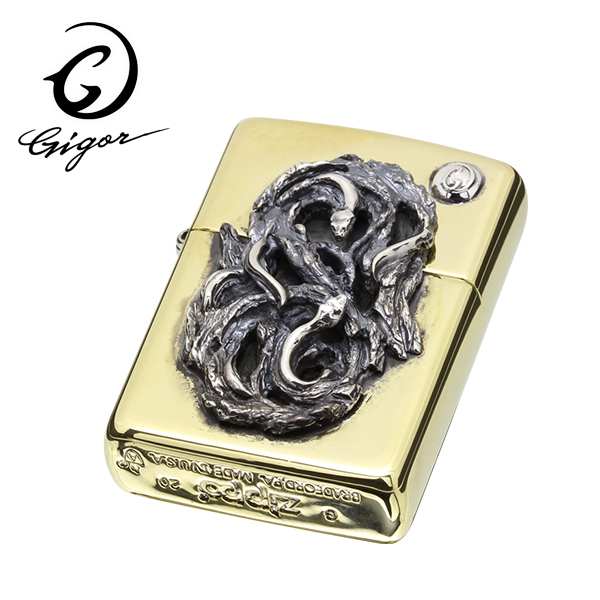 Gigor ジゴロウ ヘイド Zippo ジッポ ライター シルバー925 シルバーアクセサリー 銀 Sv925 スターリングシルバー メンズ レディース 男性 女性 蛇 流木 木目 植物 ハード 金色 オイル Crawlwood Series クロウウッド 人気 ブランド 彼氏 おしゃれ プレゼント ギフト