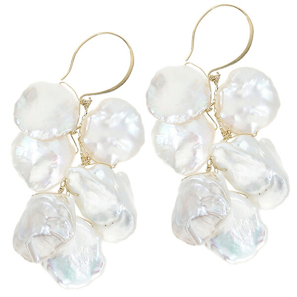 Irise coffret K10 ゴールド パール 真珠 花びら ピアス 2P 両耳用 レディース 10金 10k フック ドロップ 揺れる ぶら下がり ケシ真珠 ケシパール パールピアス 淡水 淡水真珠 淡水パール 女性 大きめ 大ぶり 華やか 派手 ギフト 記念日 誕生日 プレゼント おしゃれ|新宿 銀の蔵 シルバーアクセサリー