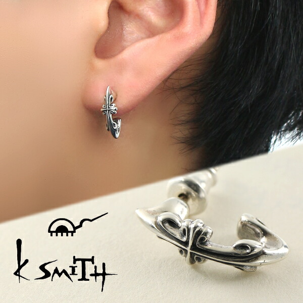 K-SMITH アンティーク クロス ピアス 1P 片耳用 シルバーアクセサリー シルバー925 シルバーピアス スタッドピアス メンズピアス メンズ 十字架 きれいめ シンプル スタイリッシュ クール ハード 男性 彼氏 夫 息子 孫 記念日 誕生日 プレゼント ギフト ブランド