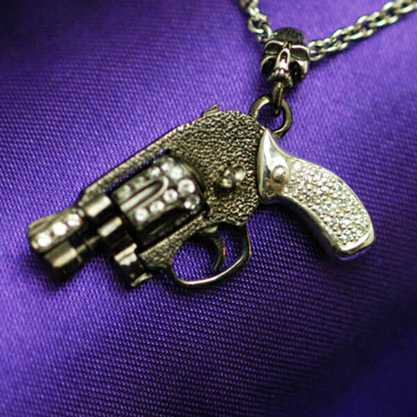 K-SMITH BODYGUAD ホワイトジルコニア ネックレス シルバーアクセサリー シルバー925 シルバーネックレス ペンダント メンズネックレス クール スタイリッシュ クール ハード ジルコニア 銃 ピストル メンズ 男性 彼氏 記念日 誕生日 プレゼント ギフト ブランド