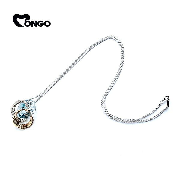 MONGO 三連 メッセージ リング ネックレス チェーン付き アイスブルー シルバー K10 ゴールド ペンダント シルバーネックレス メンズ レディース シルバー925 男性 彼氏 女性 彼女 ブランド 記念日 誕生日 プレゼント 人気 おしゃれ