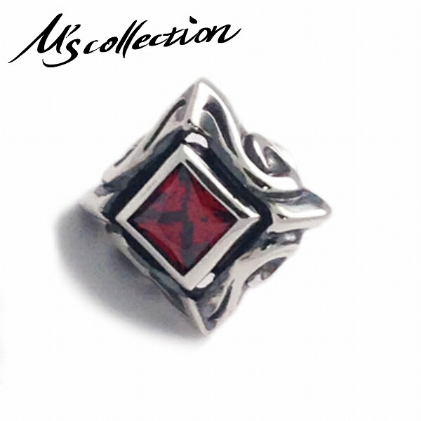 M's collection エムズコレクション シルバー925 レッドジルコニア スタッド ピアス 1P 片耳用 ストーンピアス メンズ ジュエリー スタッドピアス 男性 彼氏 旦那 片耳 イヤリング 片売り ばら売り メイドインジャパン ドメスティック 国産 日本製 有名ブランド｜新宿 銀の蔵 シルバーアクセサリー