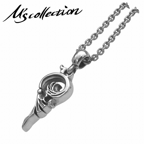 M's collection エムズコレクション シルバー925 ウィングハート ミニ ネックレス(チェーン付きペンダントトップ) ペア メンズ ジュエリー アラベスク 唐草 翼 ギフト 記念日 誕生日 ペンダント 男性 彼氏 旦那 カップル お揃い シルバー925 シルバーアクセサリー 銀