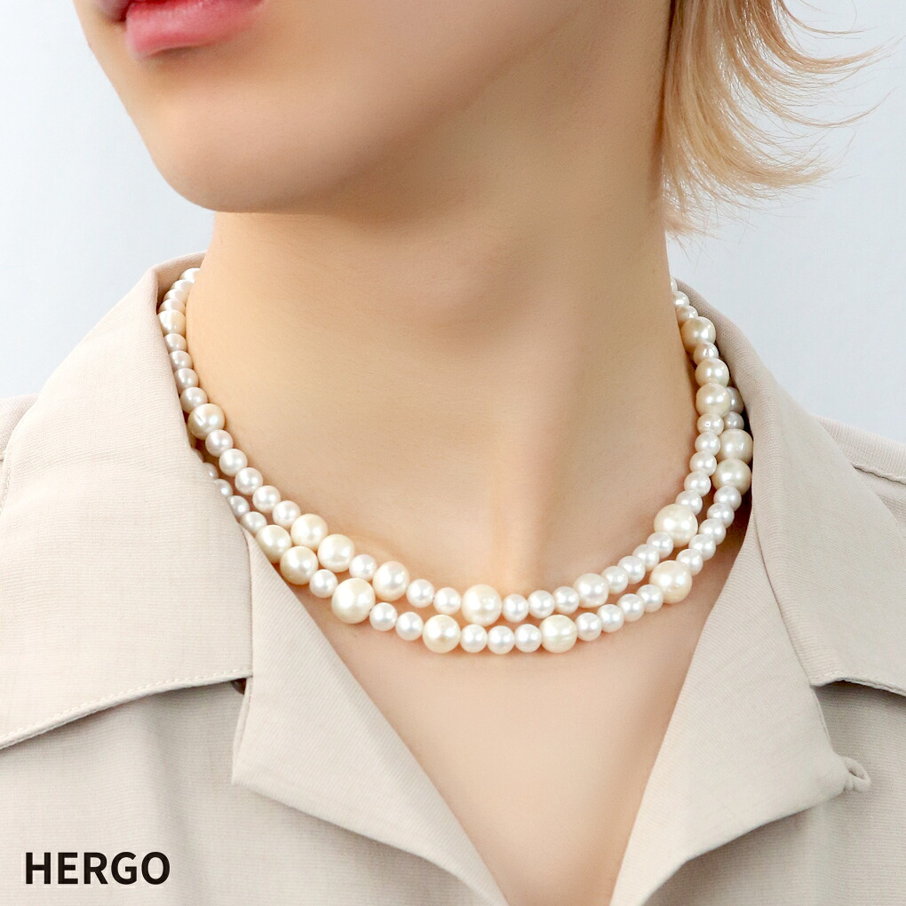HERGO パール ネックレス 925 真珠 パールネックレス 自由自在 ネックレスチェーン チェーンのみ メンズ レディース 女性 男性 プレゼント 人気 おしゃれ