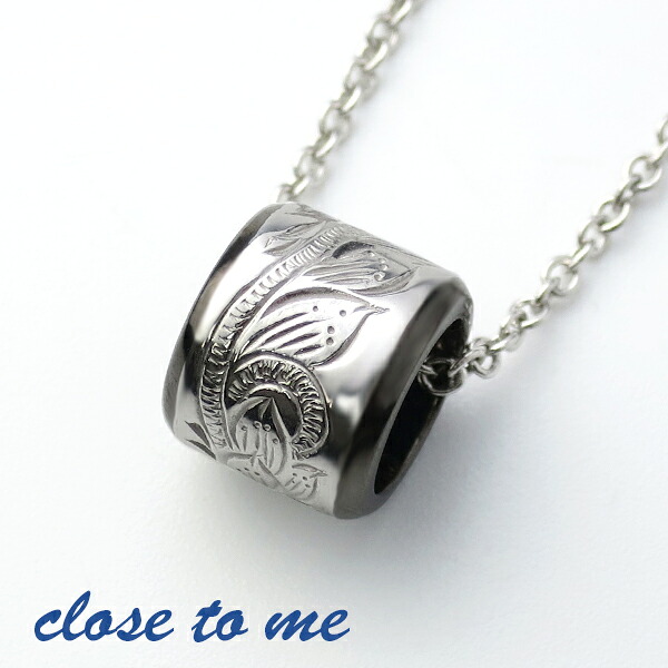 close to me シルバー925 ハワイアンジュエリー バレルリング ネックレス ブラックカラー 黒 ハワイアン 彫刻 花 植物 シルバー シルバーアクセサリー メンズネックレス ブランド 記念日 誕生日 プレゼント 人気 おしゃれ 彼氏