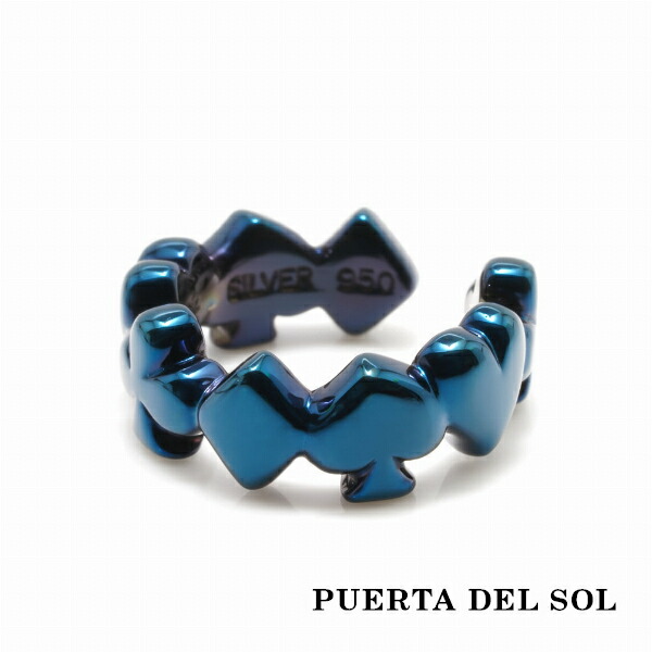 PUERTA DEL SOL トランプ フォアスーツ イヤーカフ ブルー シルバー950 チタンコーティング ユニセックス シルバーアクセサリー 銀 SV950 ブリタニアシルバー ブランド アクセサリー ギフト 記念日 誕生日 プレゼント イヤークリップ