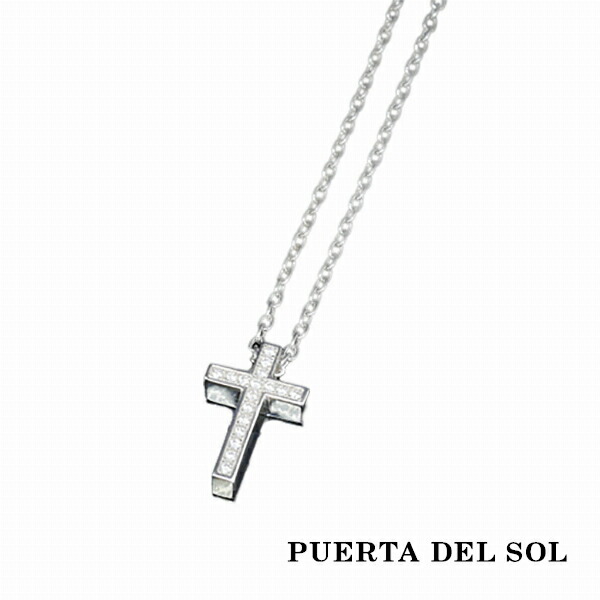 PUERTA DEL SOL Chubby 厚み クロス ネックレス(チェーン付き) シルバー950 ユニセックス シルバーアクセサリー 銀 SV950 ブリタニアシルバー シルバーネックレス チェーン付き 首飾り 人気 ブランド アクセサリー ギフト 記念日 誕生日 プレゼント おしゃれ