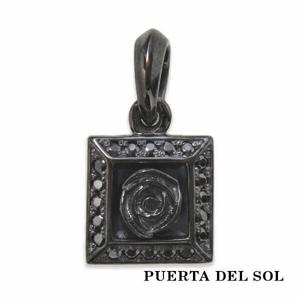 PUERTA DEL SOL Framed BlackRose ローズ ペンダント(チェーンなし) ブラック シルバー950 チタンコーティング ユニセックス シルバーアクセサリー 銀 SV950 ブリタニアシルバー シルバーペンダント ペンダントヘッド ネックレストップ ペンダントトップのみ 人気|新宿 銀の蔵 シルバーアクセサリー