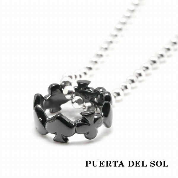 PUERTA DEL SOL トランプ サークル ペンダント(チェーンなし) ブラック シルバー950 チタンコーティング ユニセックス シルバーアクセサリー 銀 SV950 ブリタニアシルバー シルバーペンダント ペンダントヘッド ネックレストップ ペンダントトップのみ 人気 ブランド