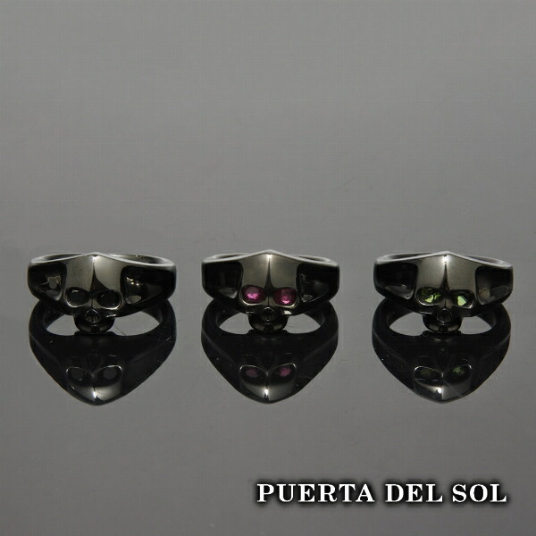 PUERTA DEL SOL ミニマム ブラックスカル リング(3号～13号) ブラック シルバー950 チタンコーティング ユニセックス シルバーアクセサリー 銀 SV950 ブリタニアシルバー シルバーリング 銀指輪 指輪 メンズリング レディースリング 人気 ブランド アクセサリー ギフト 28,600円