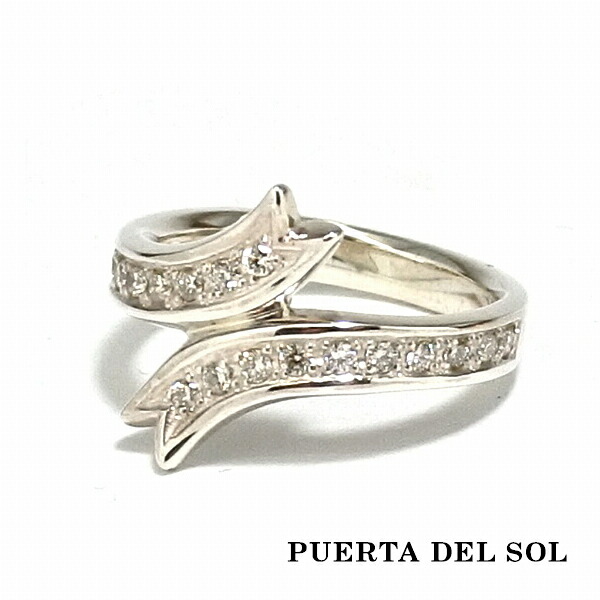 PUERTA DEL SOL リボン ダイヤモンド ラグジュアリー リング(3号～19号) シルバー950 ユニセックス シルバーアクセサリー 銀 SV950 ブリタニアシルバー シルバーリング 銀指輪 指輪 メンズリング レディースリング 人気 ブランド アクセサリー ギフト 記念日 誕生日｜新宿 銀の蔵 シルバーアクセサリー