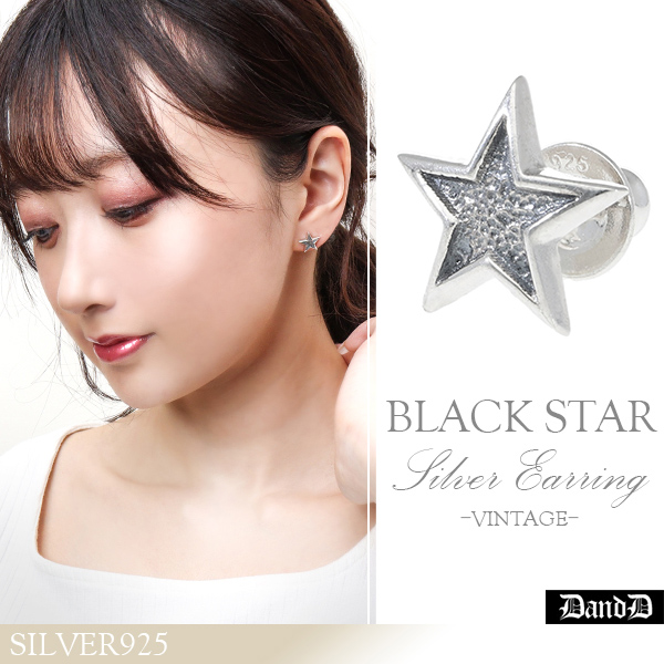 星形ストーン付きシルバーピアス(片耳用) kyasya_e311