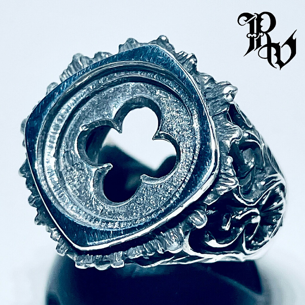 Revellia Tracery ring リング 指輪 7~17号 シルバー 925 クローバー 四葉 四つ葉 印台リング スタンプリング シールリング シルバーリング メンズ レディース 男性 女性 彼氏 彼女 記念日 誕生日 プレゼント 人気 おしゃれ きれい アンティーク ゴシック 大きい|新宿 銀の蔵 シルバーアクセサリー