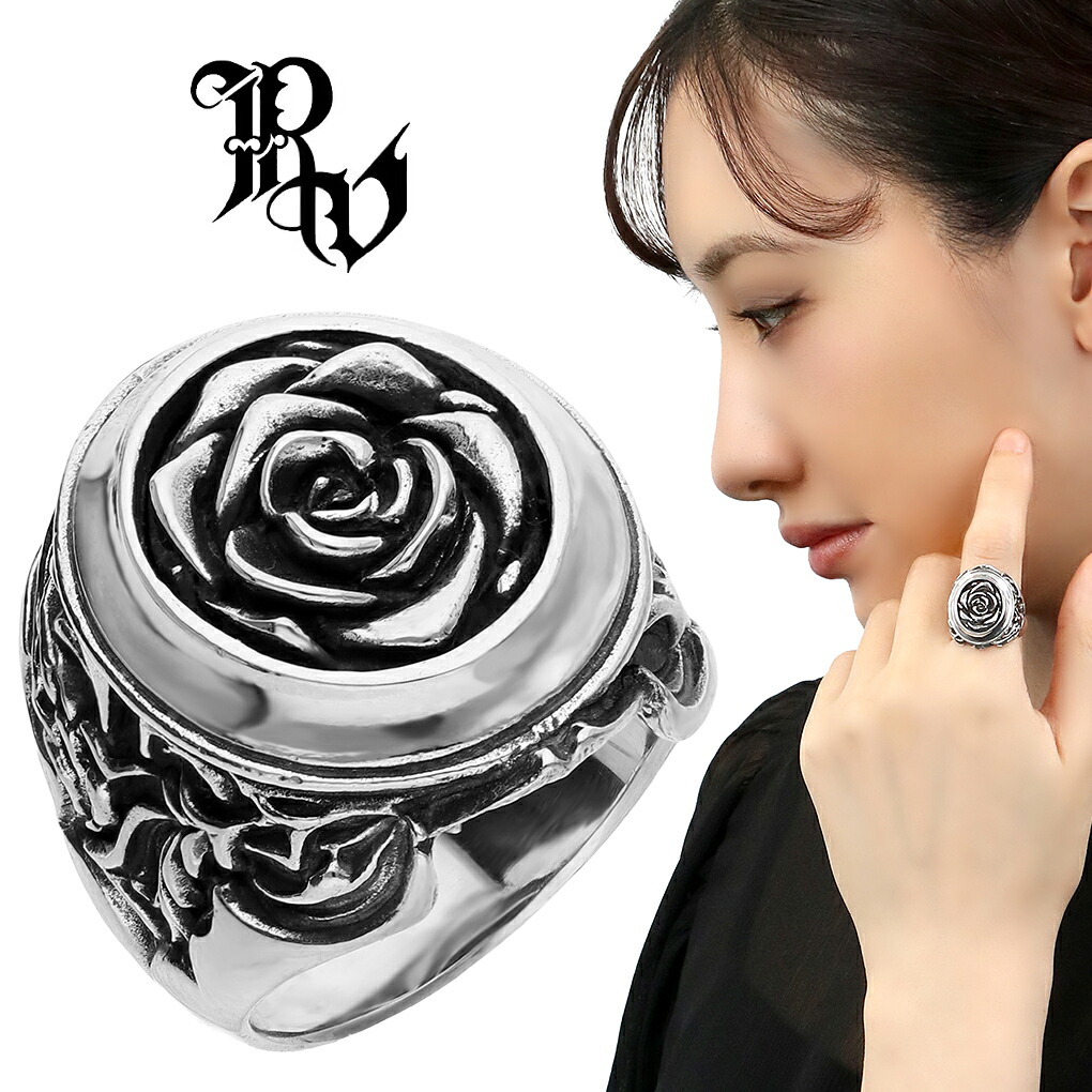 Revellia Vampire Rose リング 指輪 10～18号 シルバー ヴァンパイア ローズ 薔薇 バラ 花 幅広 大ぶり アンティーク ゴシック かっこいい ロック ハード シルバーリング メンズ レディース 男性 女性 彼氏 彼女 ユニセックス 誕生日 記念日 プレゼント 人気 おしゃれ